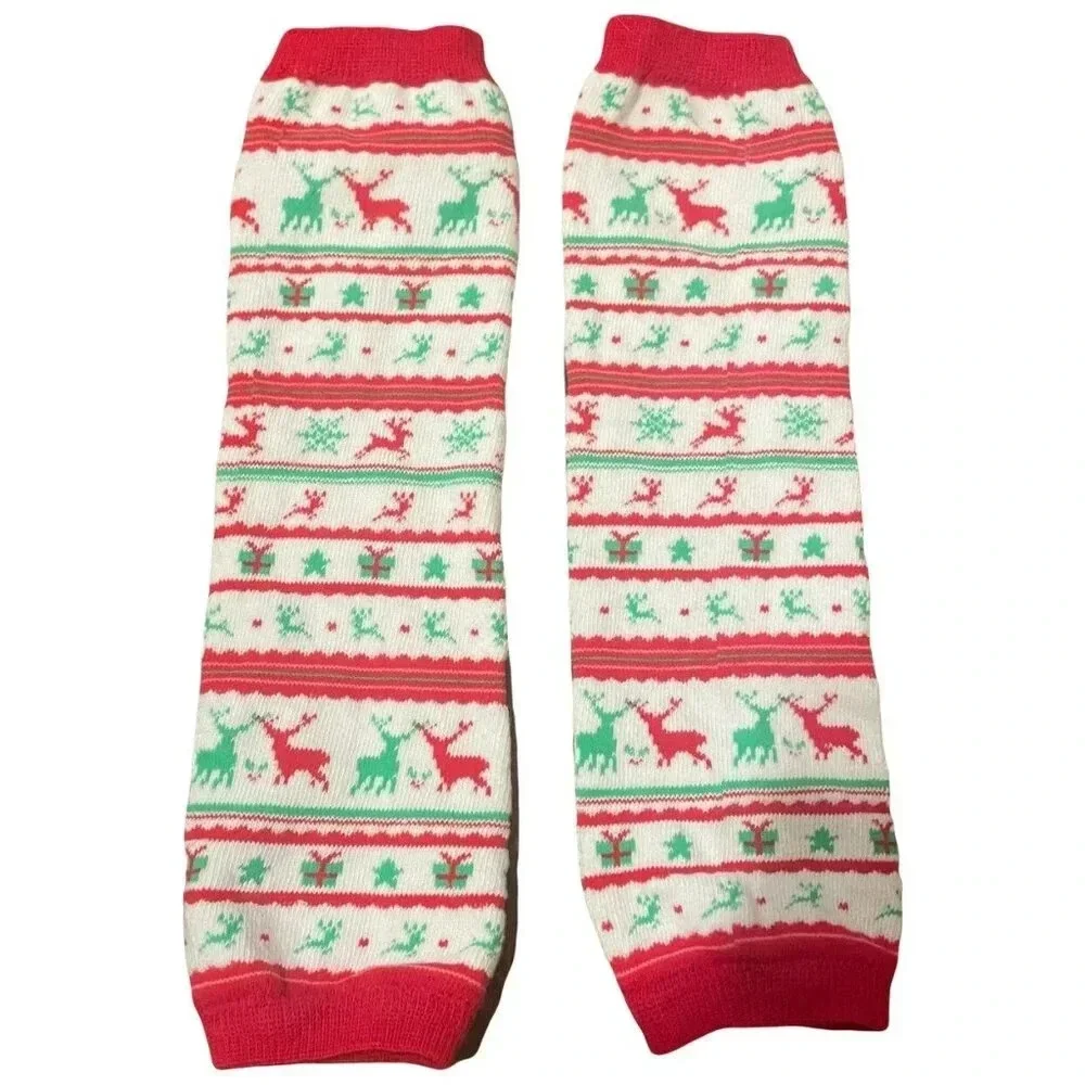 Christmas Leg Warmers for Babies & Toddlers - Fair Isle - Red & Green - One Size
